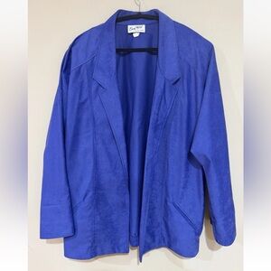 Vintage Women’s Easy Wear Blue Open Front Blazer Plus Size 44 2X 3X 4X Business
